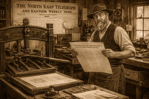 Illustration of the North Kaap Telegraph printing press