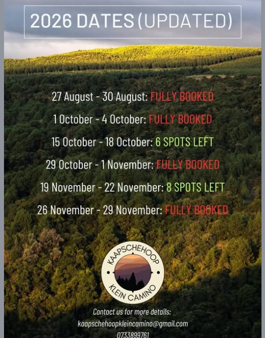 Kaapschehoop Klein Camino 2026 dates