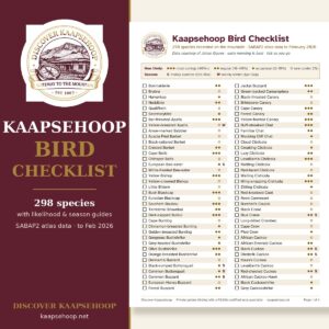 Kaapsehoop Bird Checklist — large-print edition, 298 species
